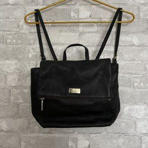 Kate Spade New York Backpack Black Pebbled Leather Zipper Over flap Size Medium